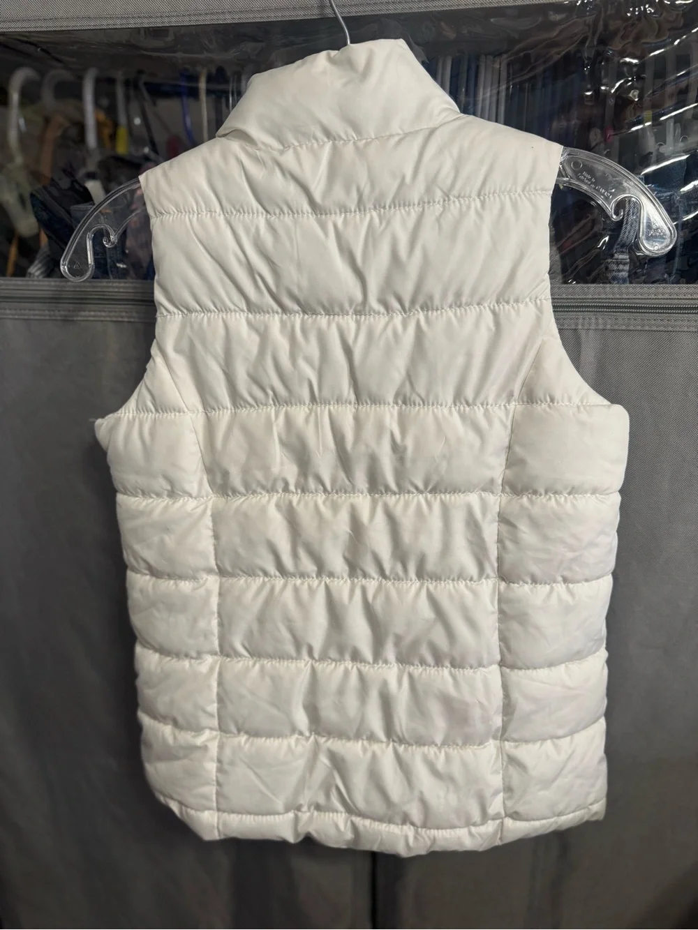 Old Navy White Quilted Puffer Vest with Stand Collar- Girls Size 8